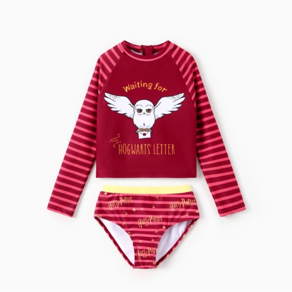 Harry Potter Girl 2pcs Owl Striped Sunproof Top And Shorts UPF 50+ Swimsuit Sets